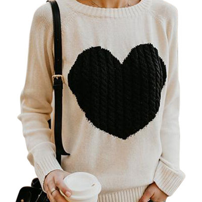 

2019 Winter Womens Long-sleeve Love Sweater Knitted Pullover Female Soft Warm Autumn Casual Sweater