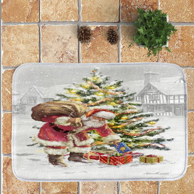 

Gobestart Christmas Festival Entrance Door Bathroom Mat Indoor Bath Decor