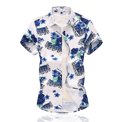 

Toponeto Men Casual Summer Printed Button Short Sleeve Hawaiian T-Shirt Top Blouse