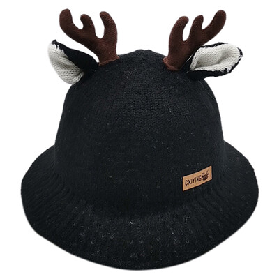 

Autumn Baby Hat Boys Girl Toddler Solid Print Bucket Hats With Ear Design Caps Reversible Sun Headwear