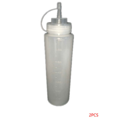 

2 Pcs Clear Scale Squeeze Bottles Refillable Dispenser Push Cap Salad Sauce Mustard Ketchup