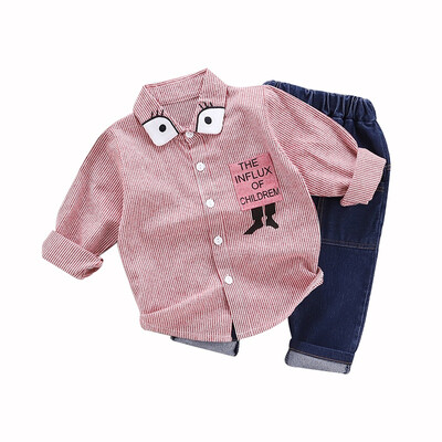 

Autumn Baby Boy Clothes Fashion Long Sleeve Striped Cartoon Print T-shirt TopsPants Trousers Toddler Casual Outfits