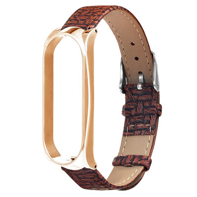 

〖Follure〗Woven Pattern Replacement Wrist Strap Leather Wristband For Xiaomi Mi Band3Watch