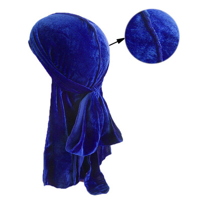 

Unisex Velvet Durag Beanie Hair Loss Long Tail Muslim Turban Hijab Cap Chemo Hats 12 Colors
