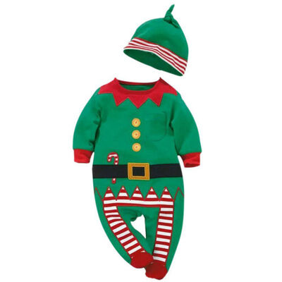 

Christmas Rompers New baby Santa Claus Overalls Hat long sleeves newborn Infant Girlsboys 0-24month Clothes Party Gift