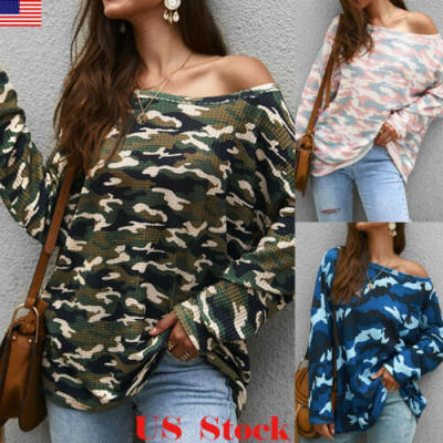 

US Womens Long Sleeve Sweater Blouse Ladies Loose knitting Jumper Pullover Tops