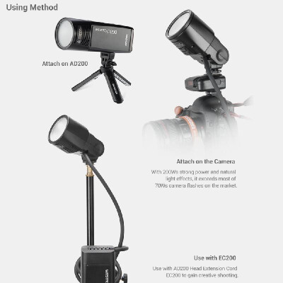 

Godox H200R 200W Ring Flash Head with Spiral Flash Tube Magnetic Accessory Port for Godox EC200 AD200 Pocket Flash Speedlite