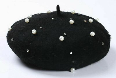 

Fashion French Beret Winter Warm Pearl Wool Hat Women Sweet Beanie Ski Caps