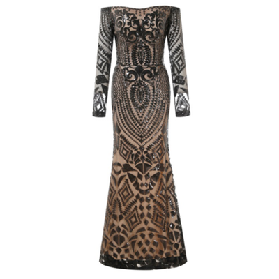 

European&American style off-the-shoulder dress retro fashion beaded long skirt off-the-shoulder one-piece dress
