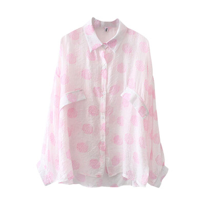 

2019 New Polka Dots Women Shirts Summer Ladies Chiffon Blouses Casual Long Sleeve Vintage Shirt Tops Korean Fashion Clothes