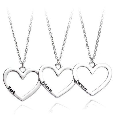 

Best Friends Forever Necklace Hollow Metal Love Heart Pendant Necklaces Friendship Jewelry For Women Gifts