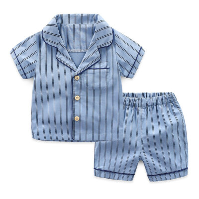 

New Summer Children Pajamas Cotton Sleepwear Striped Baby Pajamas Set Girls Boys Underwear Kids Suits ShirtShorts 2pcs