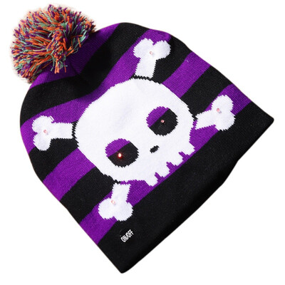 

Halloween Wedding decoration Santa Hats scarf Boys Girls Cap color Christmas Decoration Halloween LED light knit hat Party Props