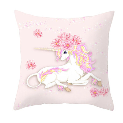 

Cartoon Unicorn Pillowcase Peach Skin Cashmere Print Sofa Cushion Cover Throw Pillow Case Home Decoration Fashion