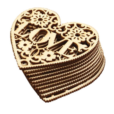 

Lovely Lovely Wood Snowflake LOVE Pattern Xmas Wedding Tree Hanging Ornament Decoration 10 Pcs