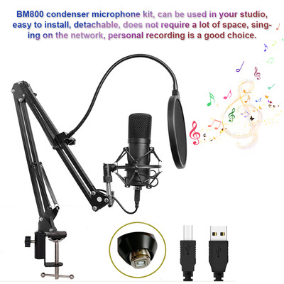 

Condenser Microphone Adjustable Condenser Microphone Kit Studio Suspension Boom for Computer Audio Studio Recording Vocal Mic with