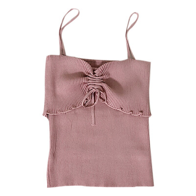 

Women Summer top Fashion Women Clothes All-match Solid Color Slim Fit Sweet Concise Sexy Top Short Style Comisole Top