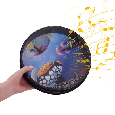 

10-inch Solid Wooden Ocean Drum Sea Wave Drum Frame Drum Gentle Sea Wave Sound Musical Toy Red