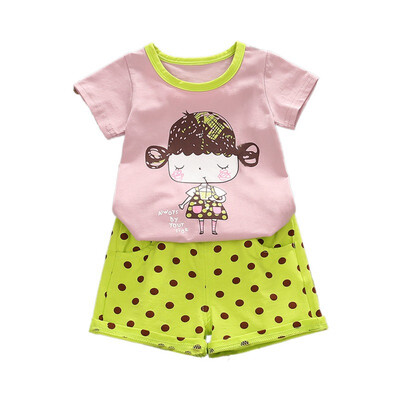 

Toddler Baby Kids Girls Clothes Set Short Sleeve Bow Tops Dot Short Casual Outfit Set Baby Girl Clothes