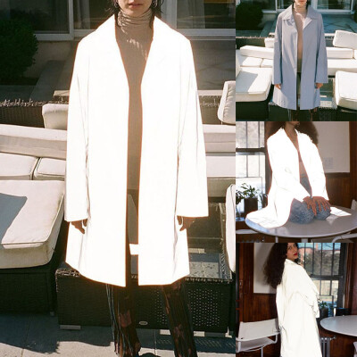 

Tailored Women Fashion Street Turndown Collar Reflective Long Wind Coat Cardigan