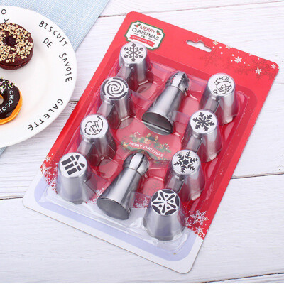 

Christmas Russian Pastry Nozzles And Coupler Icing Piping Tips Sets Stainless Steel Rose Cream Bakeware Cupcake Cake Decorating