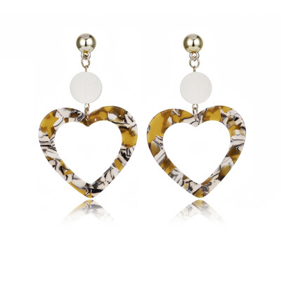 

Yellow Blue Black Acrylic Heart Piercing Earrings Punk Hollow Drop Dangle Earrings For Women Ear Jewelry Brincos