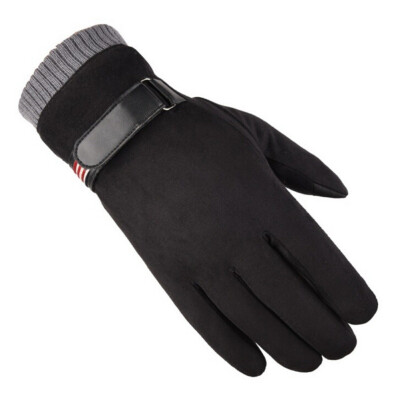 

Suede gloves warm gloves winter gloves male touch screen plus velvet does not fall velvet outdoor sports riding