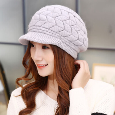 

Women Wool Knit Visor Beanie Hat Fashion Newsboy Cap Baker Boy Hat Visor Beret Warm Lined Winter Hats For Ladies