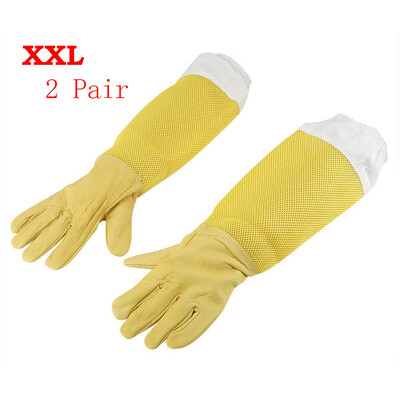 

Gobestart Beekeeping Gloves White Sheepskin Thick Canvas Anti-bite Sleeves Gloves 2 Pair