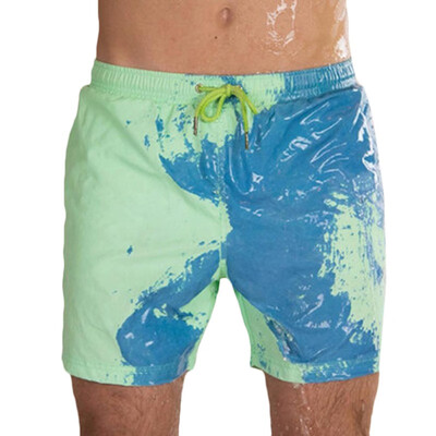 

Summer Fashion Men Quick Dry Swimwear Beach Pants Warm Color Discoloration Shorts Mens Swimming Surfing Board Shorts