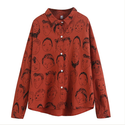 

Womens Batwing Sleeve Streetwear Shirts Japan Harajuku Style Girls Cotton Linen Printed Cartoon Casual Spring Summer Tops