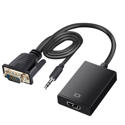 

VGA Male To HD Female 35mm Audio Plug Laptop PC To TV Projector Adapter Cable Converster Cord