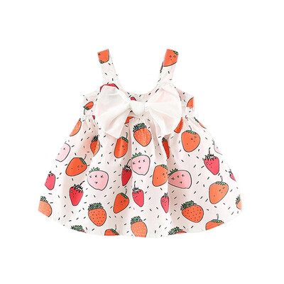 

Summer Kids Baby Girl bowknot Dress For Girls Clothes Fruit Printed Princess Sleeveless Sling beach Dresses