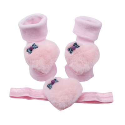 

2Pcs Newborn Baby Sock Girls Soft Socks Baby Sweet HairBandNon-slip Cotton Socks Children Headband