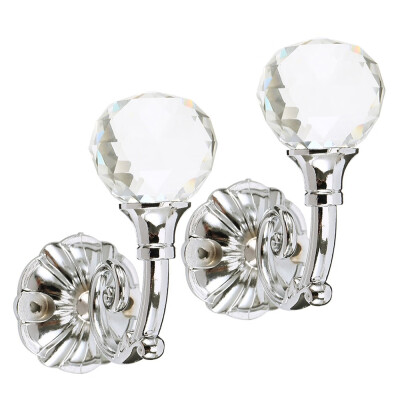 

2x Large Alloy Crystal Glass Curtain Holdback Wall Tie Back Hooks Hanger Holder