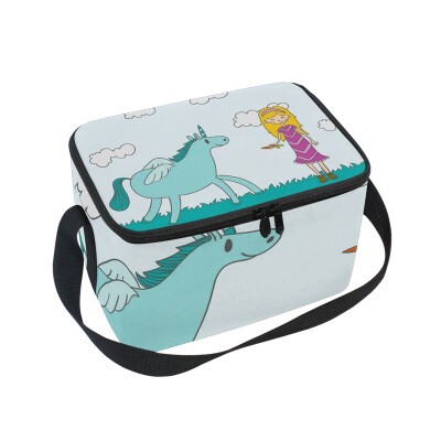 

ALAZA Lunch Box Happy Unicorn Insulated Lunch Bag Large Cooler Tote Bagfor Men Women