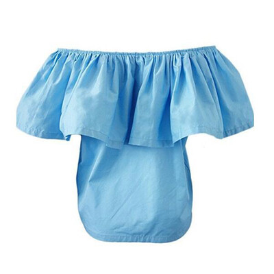 

Summer Style Sexy Slash Neck Ruffles Women Tops Tees Off shoulder Beach Party Tops Women Blouses Shirt Top S3