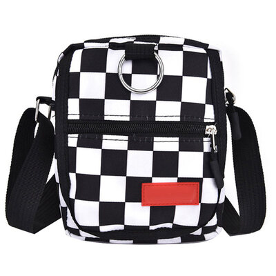 

Fashion Women Color Block Wide Strap Zipper Small Crossbody Shoulder Canvas Bag