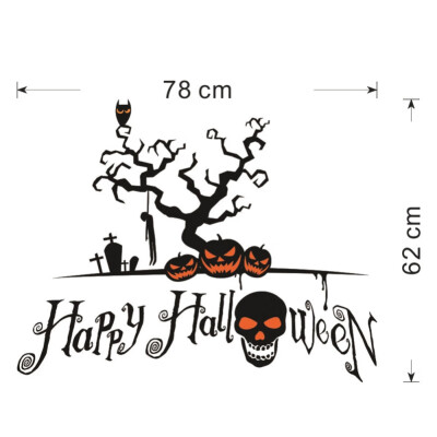 

Happy Halloween Pumpkins Spooky Cemetery Witch&Bats Tomb Wall Decals Window Stickers Halloween Decorations Kids Rooms New