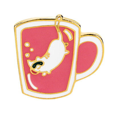 

Personality Gift Necessaries Bag brooch pins Enamel Cup Jewelry Cup Coffee Cat Brooch