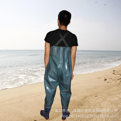 

Wholesale Xin Yufu brand denim strokes not broken thick wear-resistant waterproof electric wading fishing fishing pants conjoined