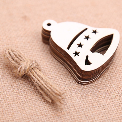 

10PcsSet Hanging Wooden Chips Mini Wooden Arts Pendant for Home Christmas Tree Bar Shop Decor