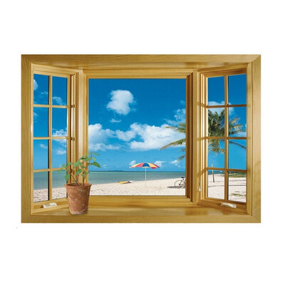 

Wall Decal Removable 3D Sea View Wall Stickers for Living Room TV Background Nursery Bedroom