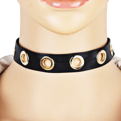 

Fashion Women Punk Gothic Round Leather Choker Collar Spike Necklace Jewelry