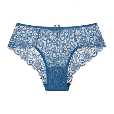 

Sexy Mid-rise Transparent Ladies Lace Briefs Womens Underwear Lingeries Thong Briefs Bow Breathable Underpants