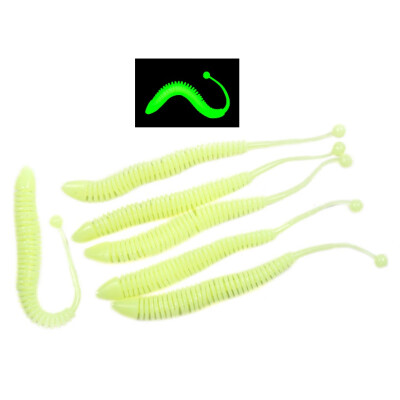 

6Pcsset 80mm Fishing Lure Artificial Soft Bait Carp Lures Night Luminous Worm Bait Fishing Tackle Accessories