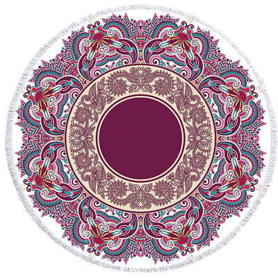 

European Style Retro Round Printed Beach Towel Microfiber Quick-dry Pool Cushion Portable Travel Towel Daily Supplies