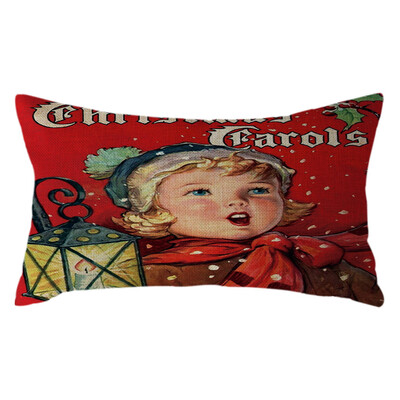 

Tailored Christmas Santa Claus Pillow Case Linen 30x50cm Throw Cushion Cover Home Decor