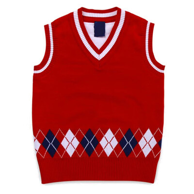 

New Autumn Boys Sweater Vest Argyle V Neck Sleeveless Pullover Knit School Waistcoat 2-7T