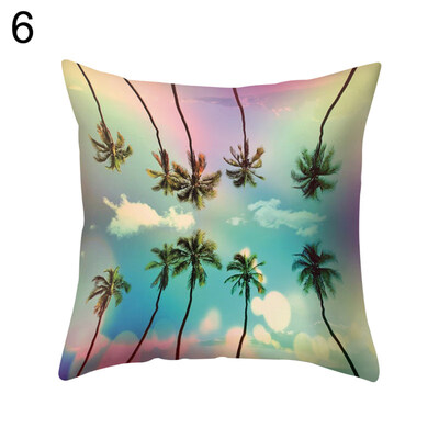 

Coconut Tree Sunset Pillow Case Sofa Waist Throw Cushion Cover Home Decoration